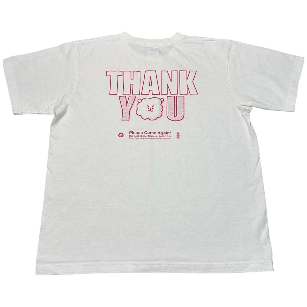 BT21 Cooky Thank You White Graphic T-Shirt, Sticker STCKR Series, Medium